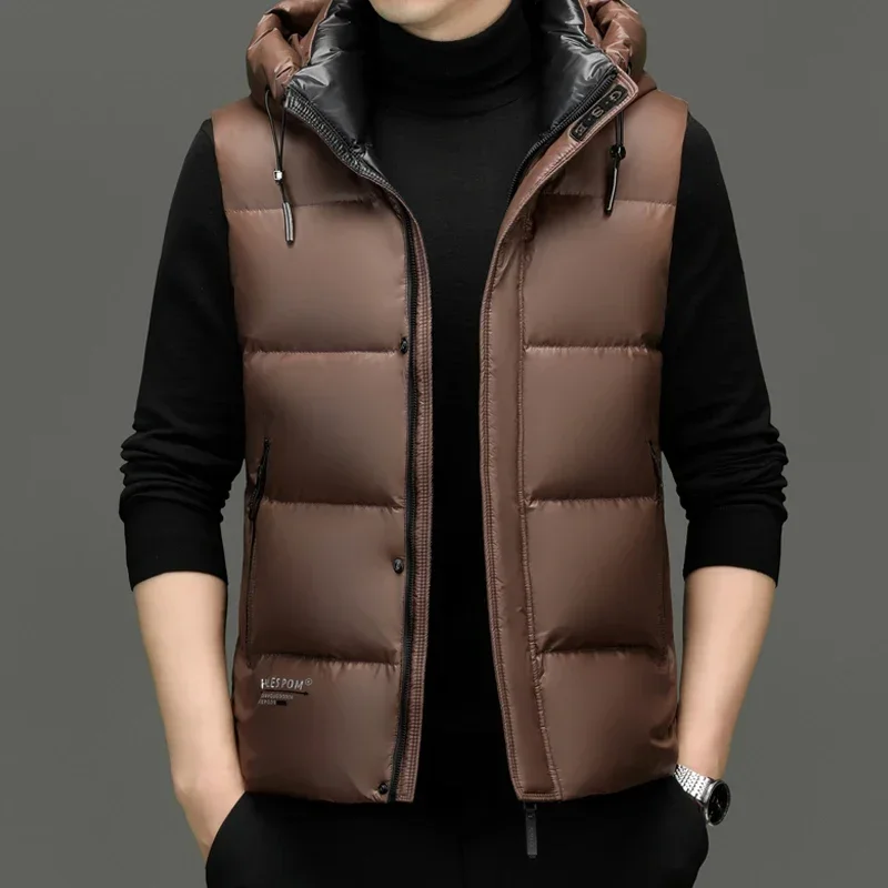 thumbnail image 1 of Chaqueta de plumón sin mangas, ropa de diseñador para hombre, chaquetas acolchadas ligeras de lujo, chaleco para hombre, abrigo de invierno con relleno de plumón de pato, 1 of 5