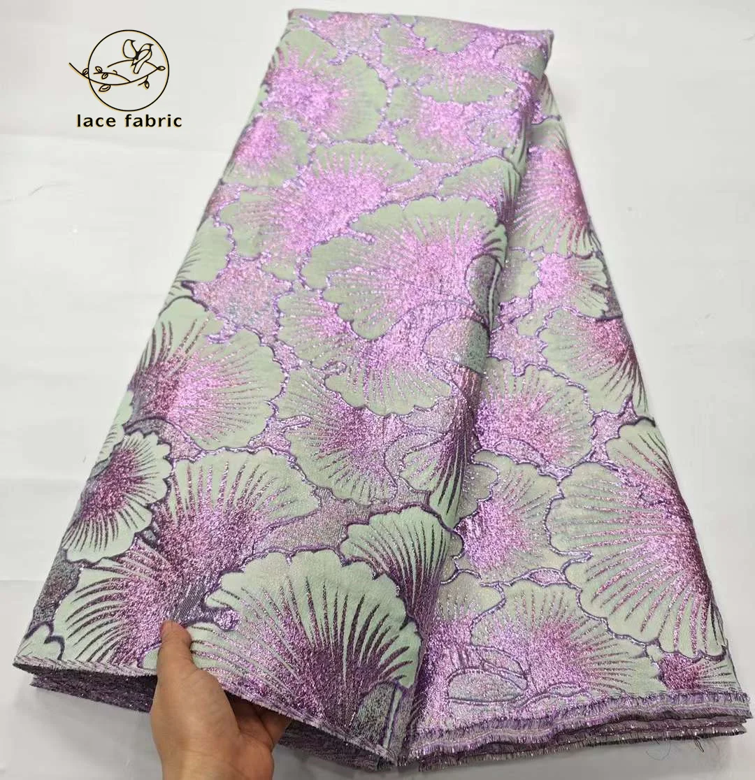 

Unique Design African Nigerian Gilding Tulle Lace Fabric Embroidery Pink French Jacquard Brocade Voile Lace Fabrics For Party