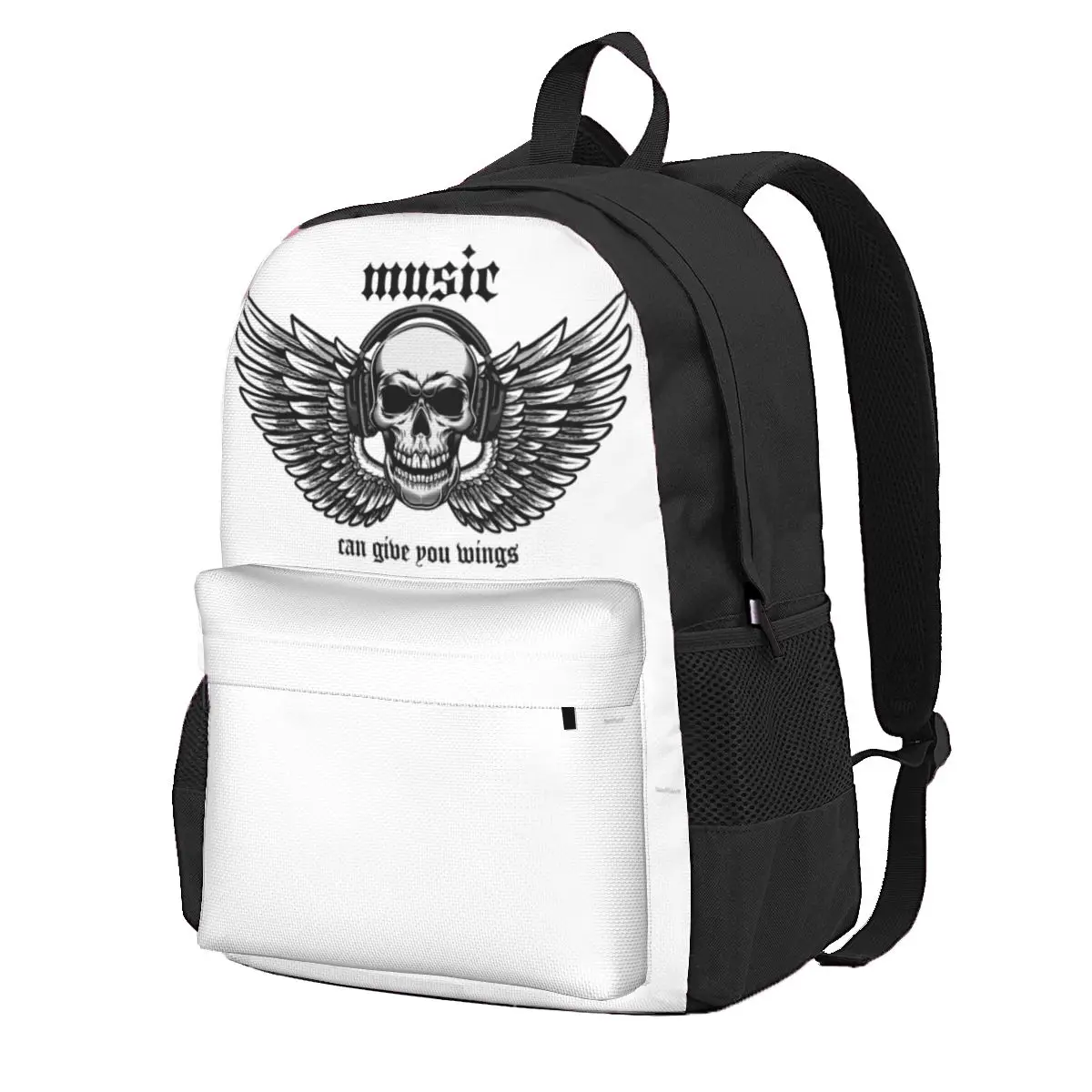 

Skull Wings Backpack skeleton songs headphones Teen Polyester University Backpacks Big Kawaii School Bags Rucksack