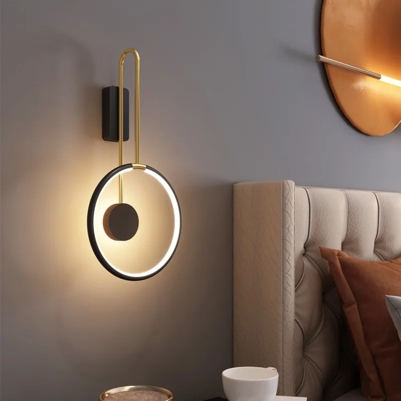 

Nordic Modern Hotel bedroom minimalist luxury background wall creative decorative lighting LED lights