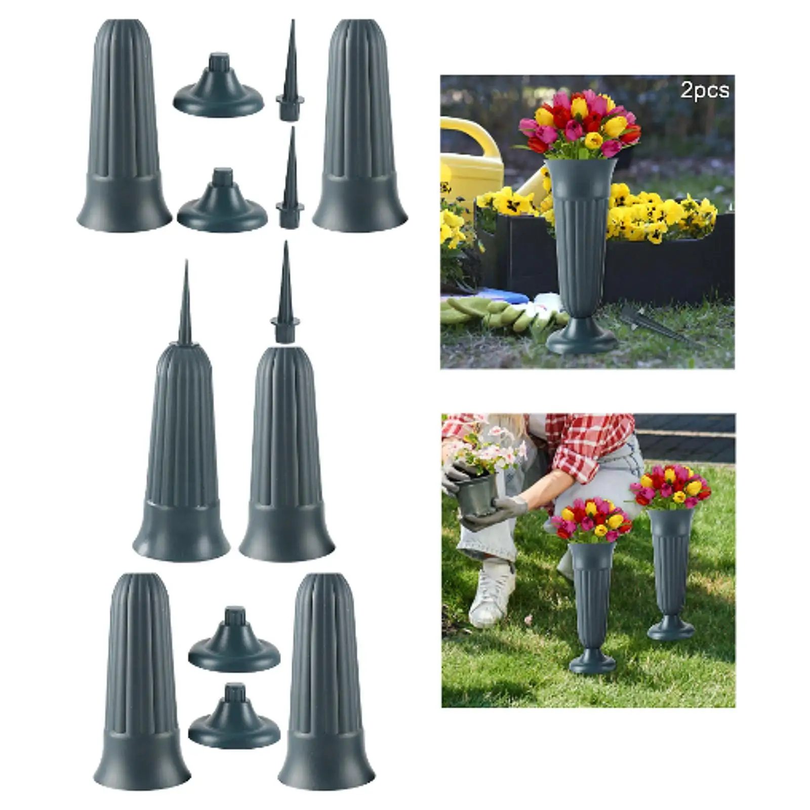 Cemetery Grave Flower Vase Lawn Plant Pot Lightweight Accessories Container Memorial Gift for Cemetery Flower Holder Decoration