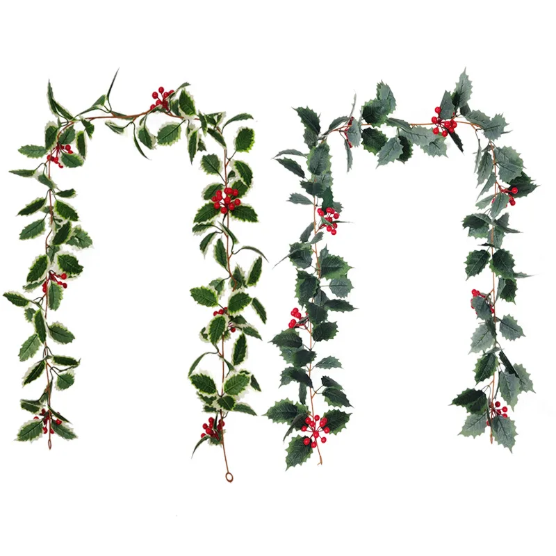 Artificial Plant Flower Arrangement Wall Hanging Vines Christmas Party Wedding Auditorium Home Garden Decoration Red Fruit