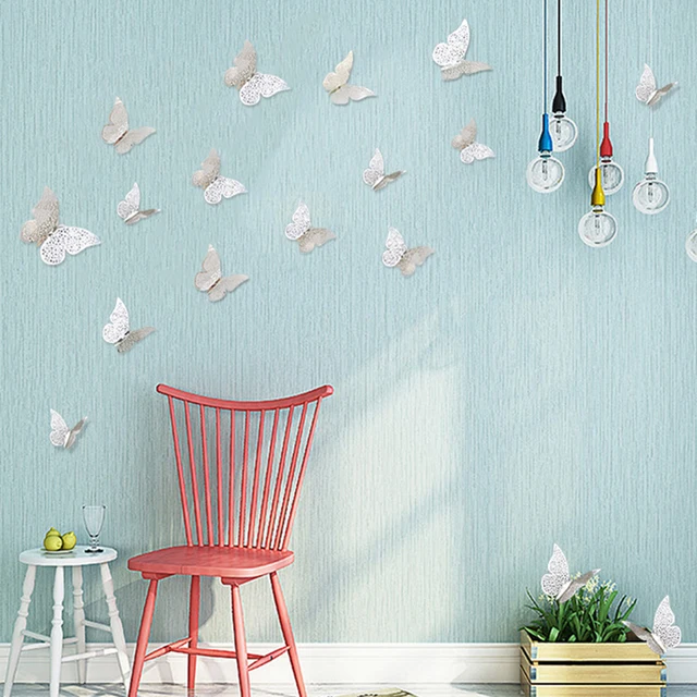 12Db/Set 3D -S Falmatrica Üreges Pillangó Ezüst Arany Esküvői Dekoráció Otthoni Nappali Pillangók Matrica Matricák - Image 5