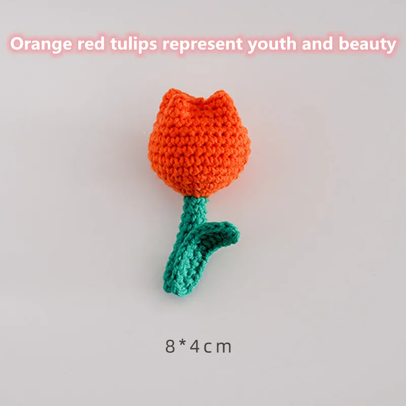 6pcs/Hand Crocheted beautiful tulip flower backpack pendant, key rope, brooch, gift decoration, blessing, various colors
