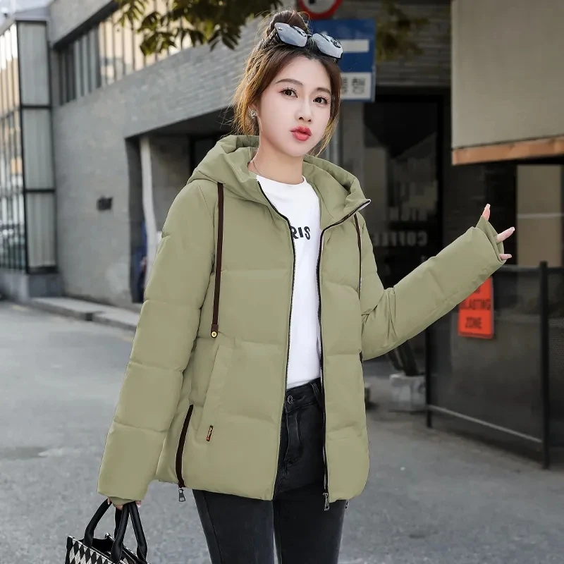 

Пуховик с капюшоном, куртка с хлопковой подкладкой, женская короткая верхняя одежда, новинка зимы 2024, плотное теплое пальто Parker, корейское свободное хлопковое пальто с защитой от холода