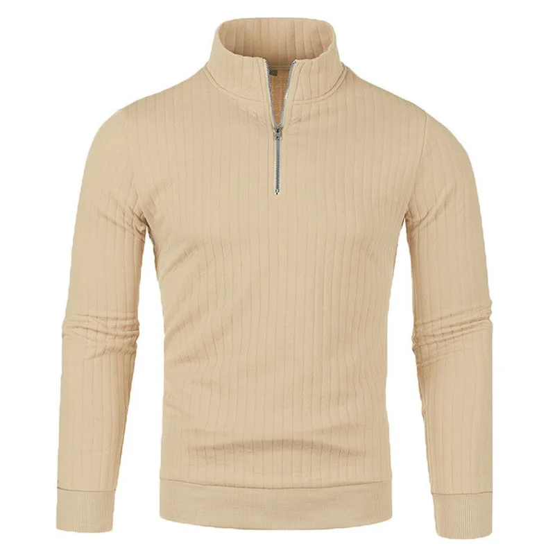 Men's Sweaters Half Zipper Round Collar Knitted Sweater Pullovers Spring Autumn Casual Solid Long Sleeve Knitwears Pullover Men