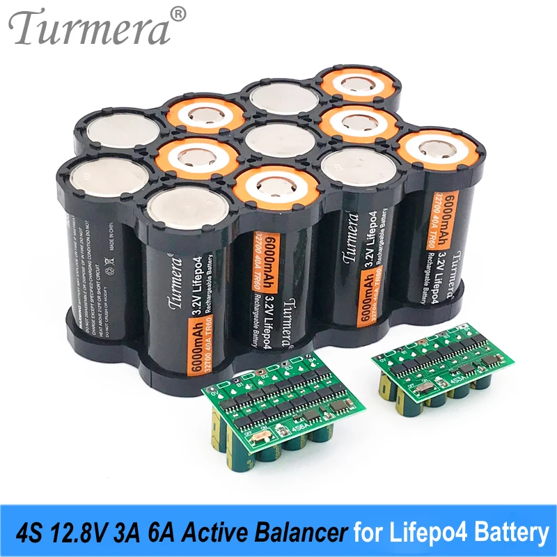 Turmera 4S 12.8V 3A 6A Active Equalizer Balancer for 90Ah 100Ah 200Ah 280AH 320Ah Lifepo4 Battery or 12V Solor System Energy Use