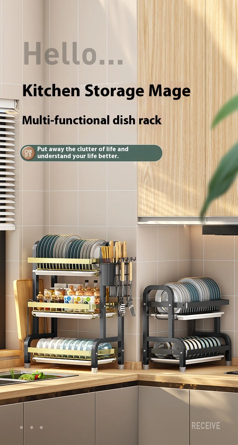 Multifunctional Kitchen Storage Rack - Bowl Dish  Chopstick Organizer