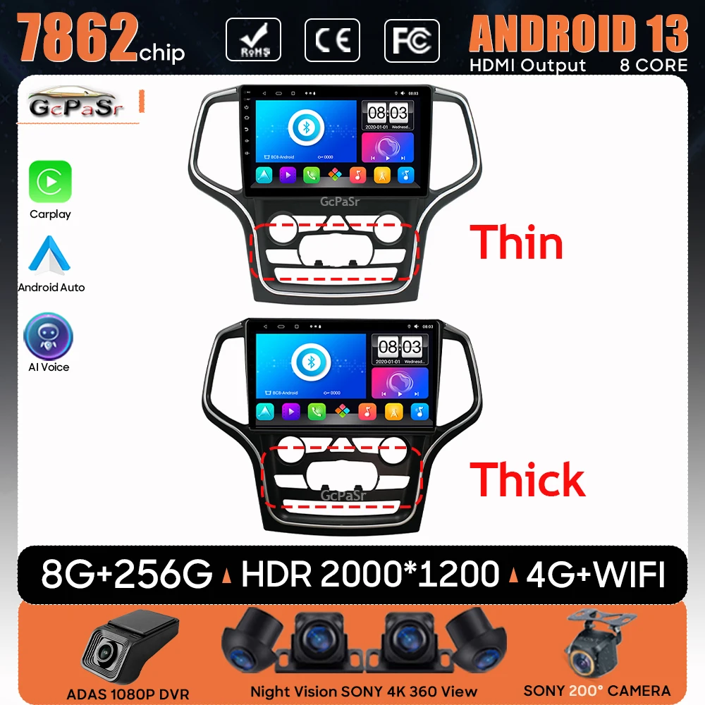 Для Jeep Grand Cherokee WK2 2014-2022 Автомобильная радио-навигация GPS Мультимедийный плеер Android Авто Стерео Bluetooth 5G Wifi без 2din Для Jeep Grand Cherokee WK2 2014-2022 Автомобильная радио-навигация GPS Мультимедийный плеер Android Авто Стерео Bluetooth 5G Wifi без 2din