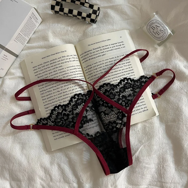 French Lace G Strings Low Waist Seamless Panties with Sheer Mesh Panels for a Sensual Fit