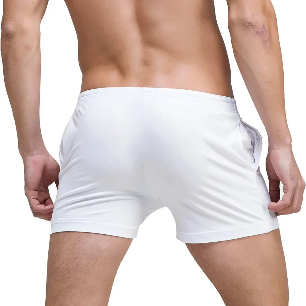 Men's Running Workout Active Shorts Cotton Gym Training Lounge Sleep Bottoms Elastic Waist Casual Pajama Pocket Jogger Home Wear 6
