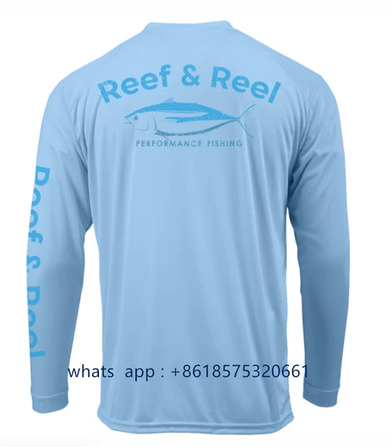 Men Reef Reel Quick Dry Fishing Shirt Long Sleeve Performance