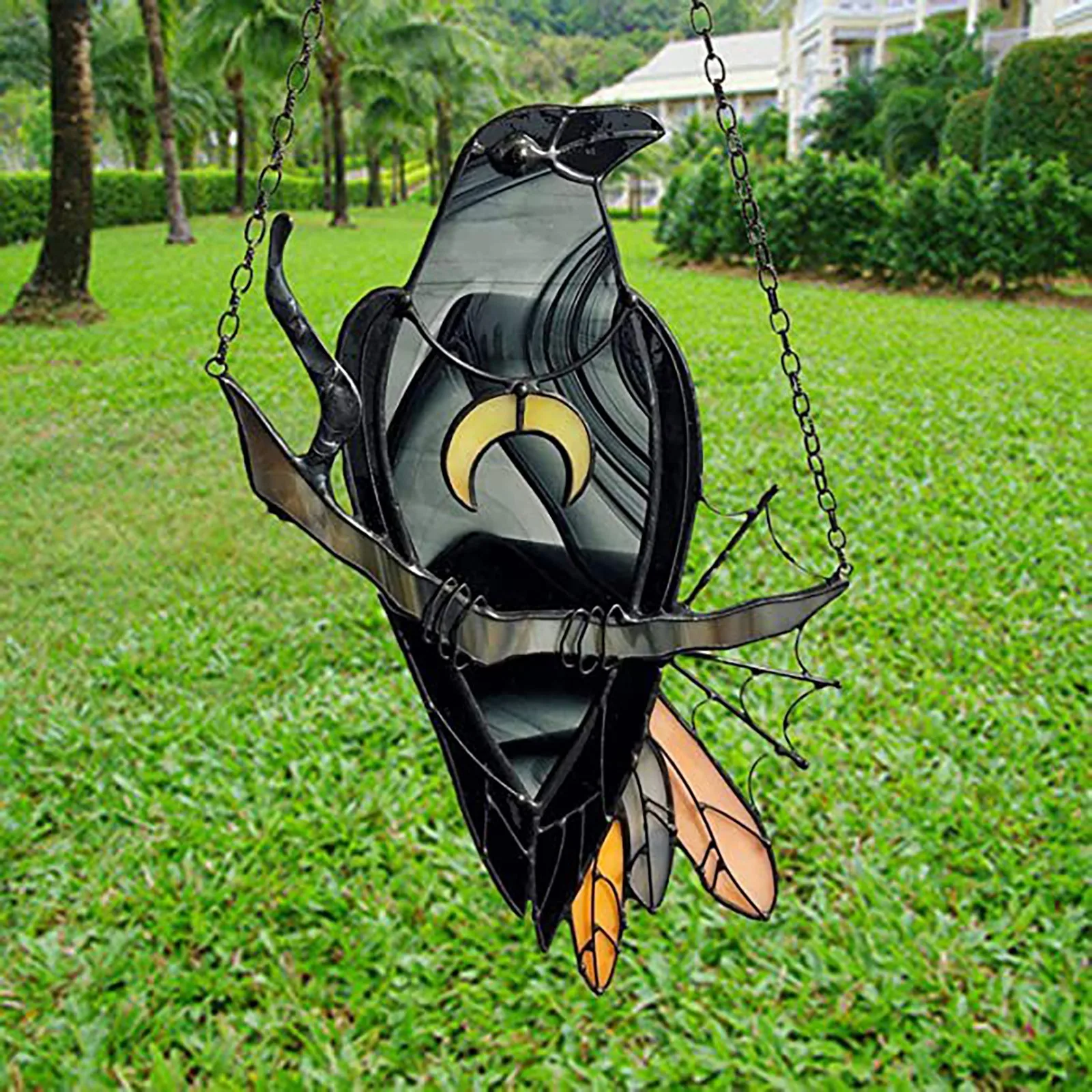 Halloween Mystery Crow Bedroom Living Room Modern Wall Decor Outdoor Terrace Black Wall Decor Birds Stained Glass