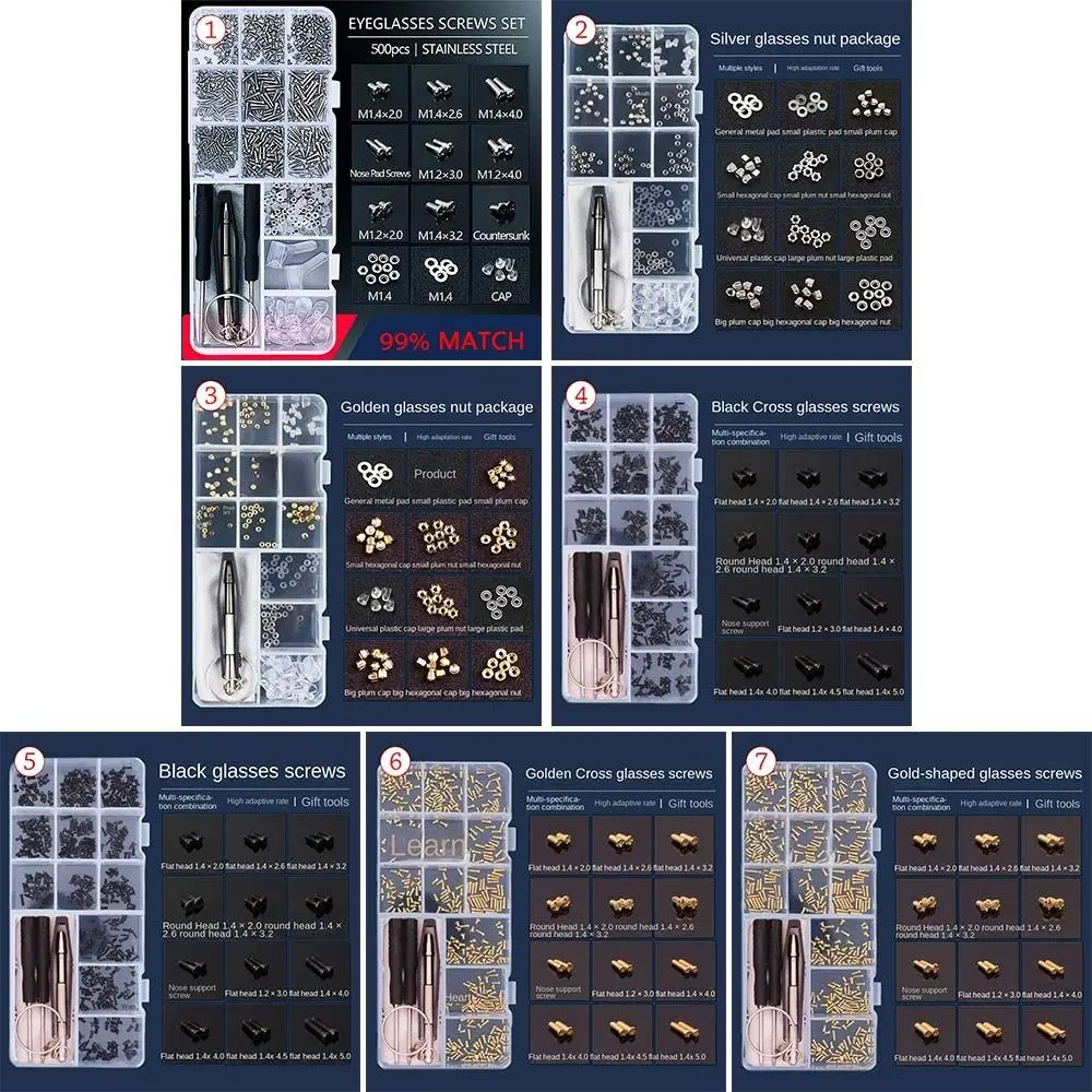 Repair Tool Kit Assorted Kit Glasses Sunglasses Screws Sets Eyeglasses Repairing Set Repair Kit Tool Glasses Repair Screw Nut