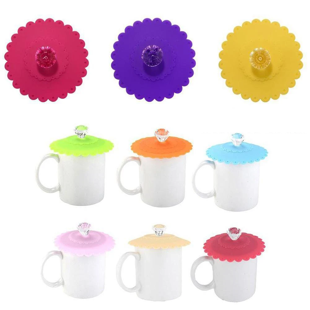 Silicone Anti dust Cup Seals For Glass Mug Reusable Cup Cover Leakproof