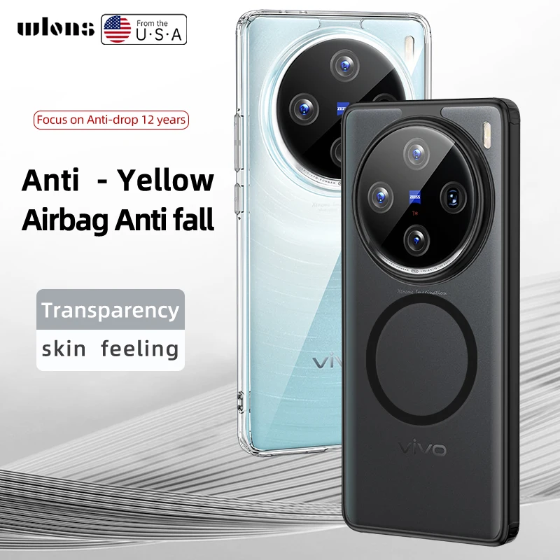 For Vivo X100,X100 Pro Case Magnetic Transparent Matte Hard PC