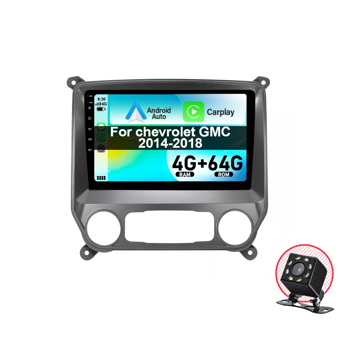 Radio Multimedia para Auto con Android 14, Reproductor de DVD para Chevrolet GMC Silverado Sierra 2014-2018, Carplay Inalámbrico, Navegación con Video, GPS, Android Auto, WIFI