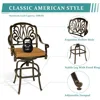 5-Piece Patio Swivel Bar Set, All-Weather Cast Aluminum Outdoor High Bar Stool Bistro Set for Backyard Garden with 4 Cu 3