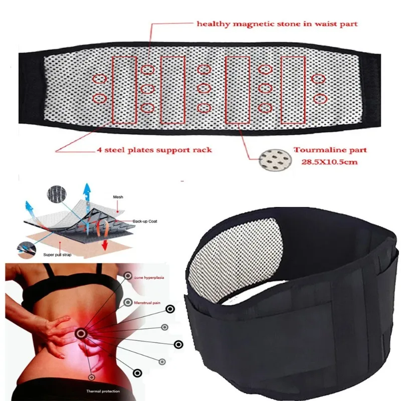 Lumbar Support Belt Back Brace Waist Support Belt Back Support Belt Four Seasons Unisex Adjustable Tourmaline Self-heating Magnetic Therapy for Back Waist