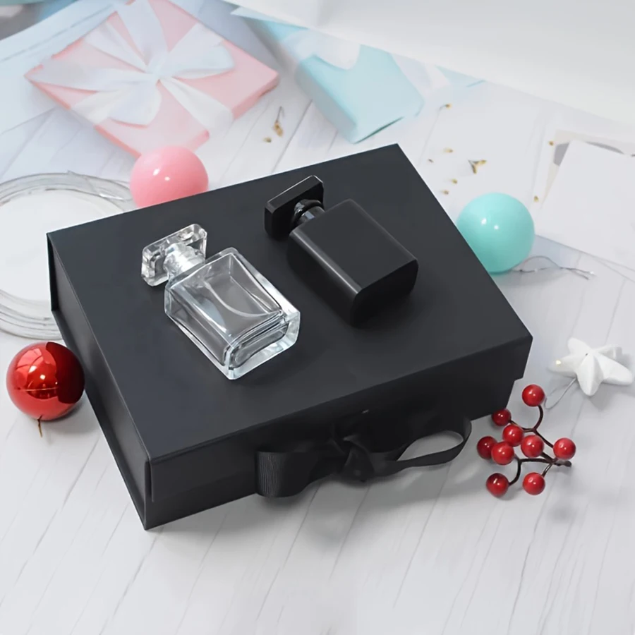 3 Sizes Available Luxury Magnetic Gift Box With Lid Ribbon Lafite Grass Greeting Card Valentine's Day Gift Packaging Box 4