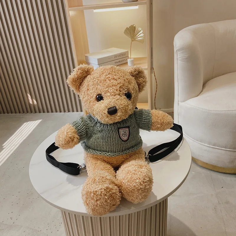 Cute Simulation Bear Plush Stuffed Shoulder Bag New Cartoon Animal Bear Plush Backpack Children's Birthday Gift Small Schoolbag 4