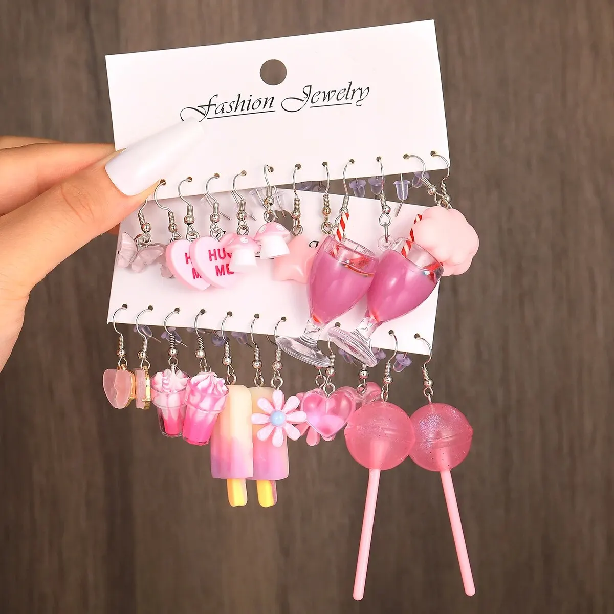 Juego de 12 pares de pendientes para mujer, aretes creativos y encantadores con temperamento, Hada, seta, helado, flor, amor, 12 juegos