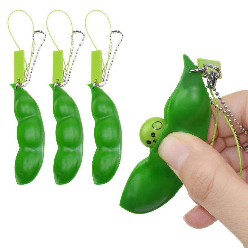 Oneindige Squeeze Edamame Speelgoed Erwten Bonen Sleutelhanger Pop Het