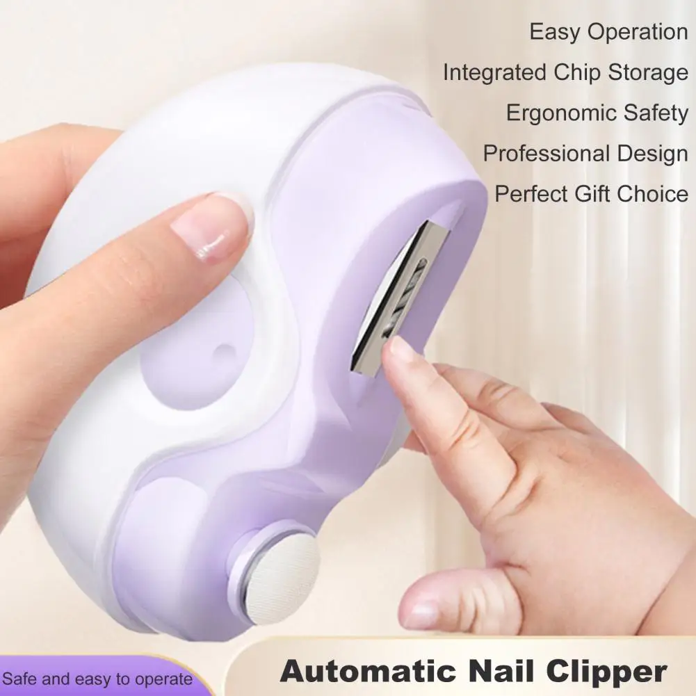 Electric Nail Polisher 2-Speed Adjustable 2-In-1 Automatic Nail Clipper File Portable Kids Adults Seniors Trimmer Device