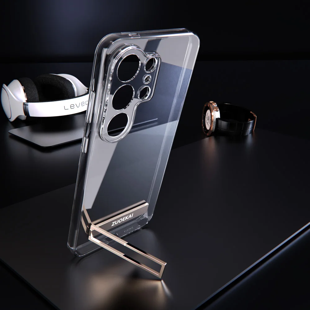 Crystal Clear Shockproof Kickstand Phone Case with Slim Protective Shell