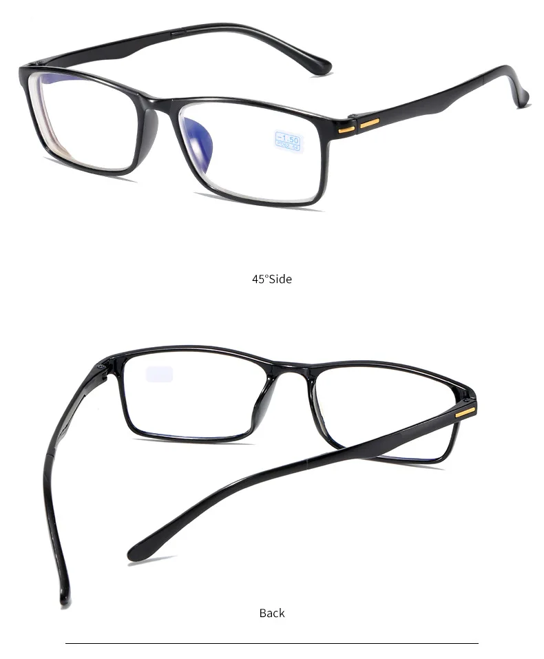 New Finished Black Framed Myopia Glasses Non Deformable Glasses Frame Men and Women High Definition Myopia Glasses0 -50 -400