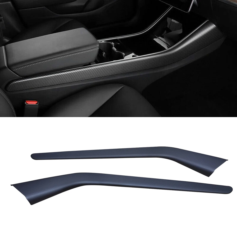 Tesla Model 3 2017-2023 용 실제 건식 매트 탄소 섬유 사이드 센터 콘솔 패널 커버 트림