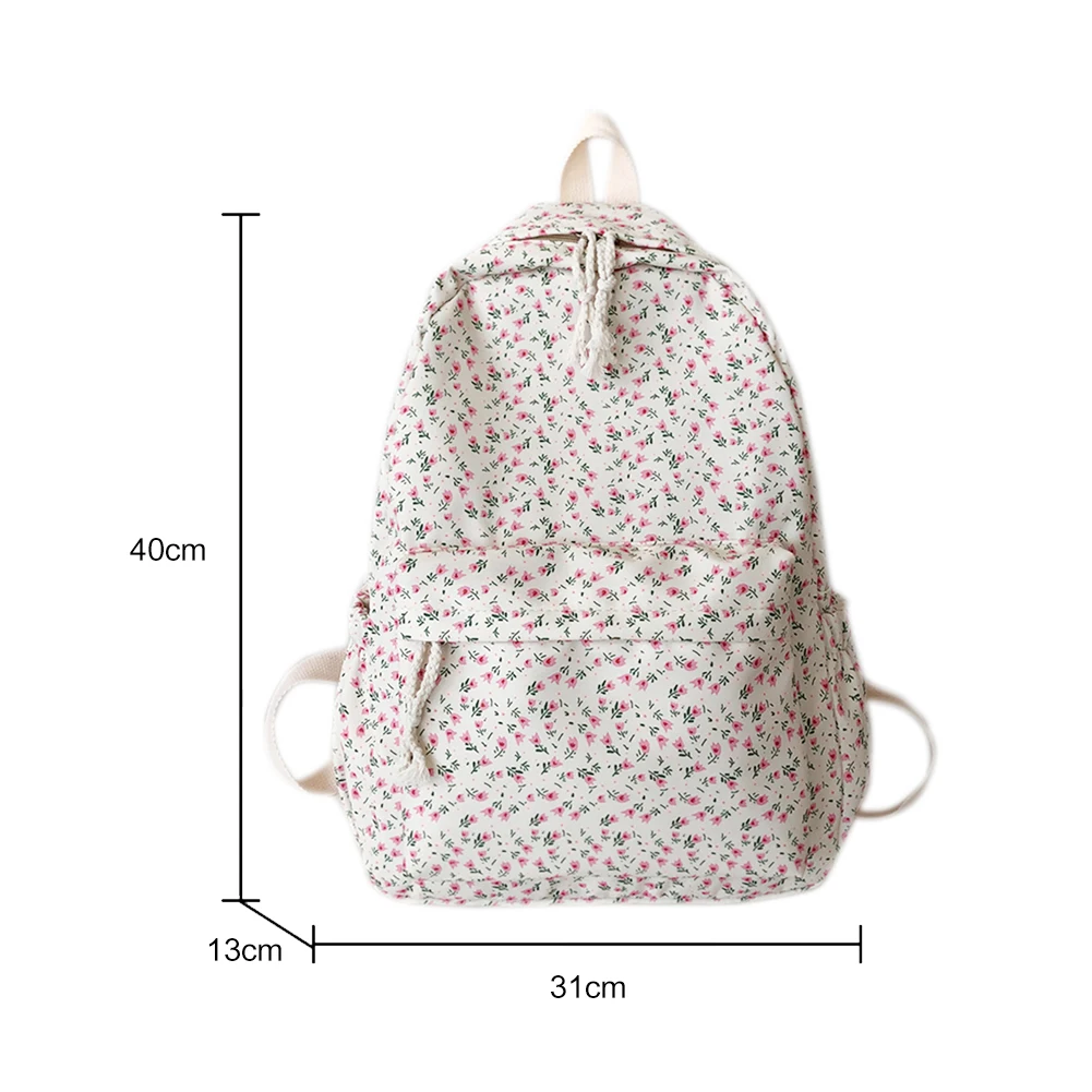 Women College Student Backpack Large Capacity Travel Laptop Rucksack Adjustable Strap Casual Floral Backpack Teenage Girl Bag