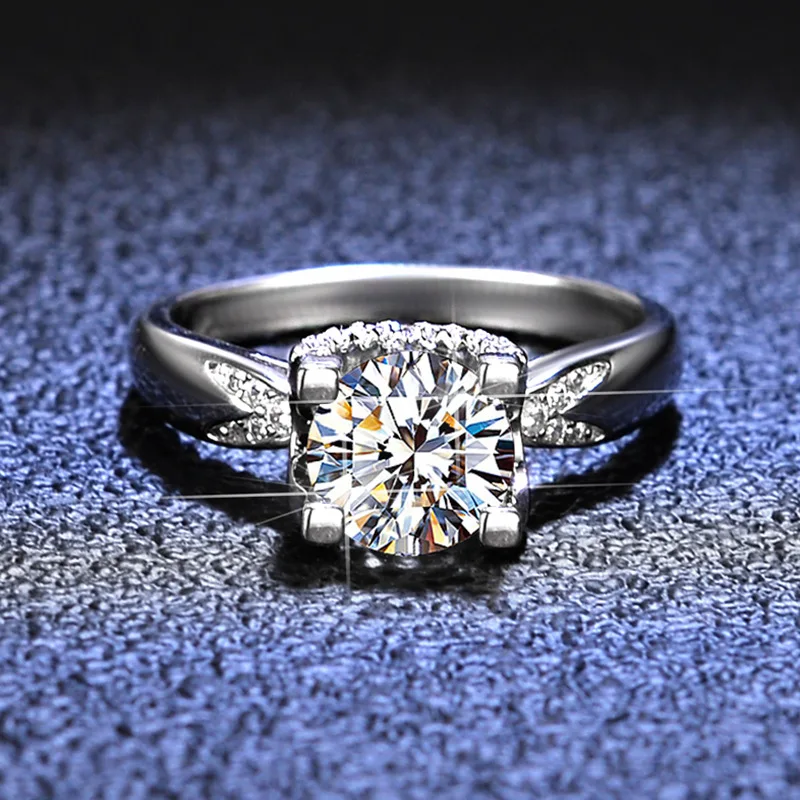 PT950 platinum diamond ring 1 carat four-claw bare bull head ladies moissanite diamond platinum ring
