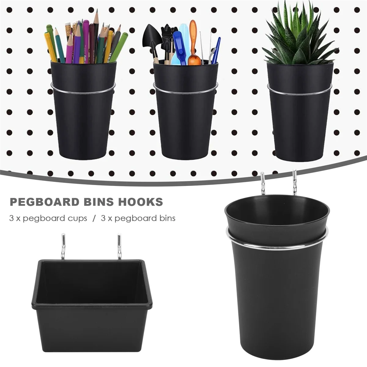 Pegboard Bins Pegboard Cups with Hooks Hooks Assortment Hooks for Cup Holder for Organizing 6 Sets