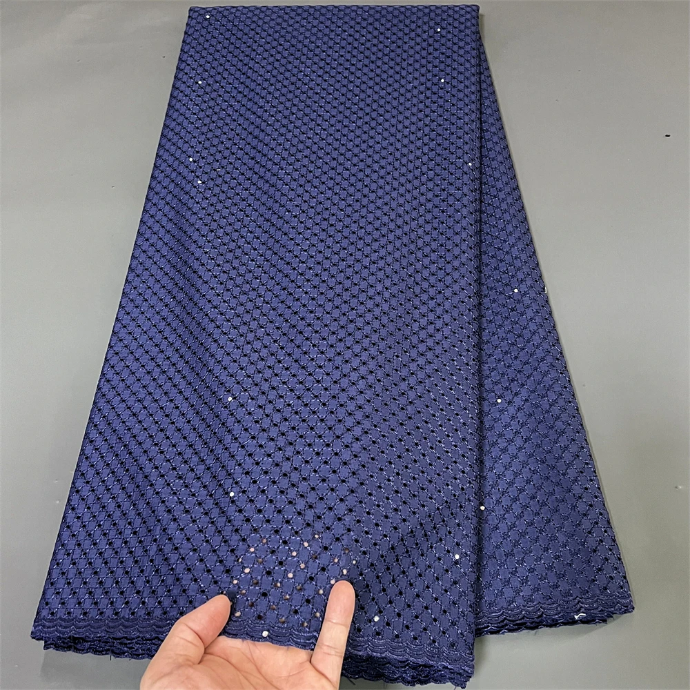 

2023 High Quality African Nigerian Pure Tulle Damask Lace Fabric Embroidery Party Dress Sequins Cotton 5yards hz1231