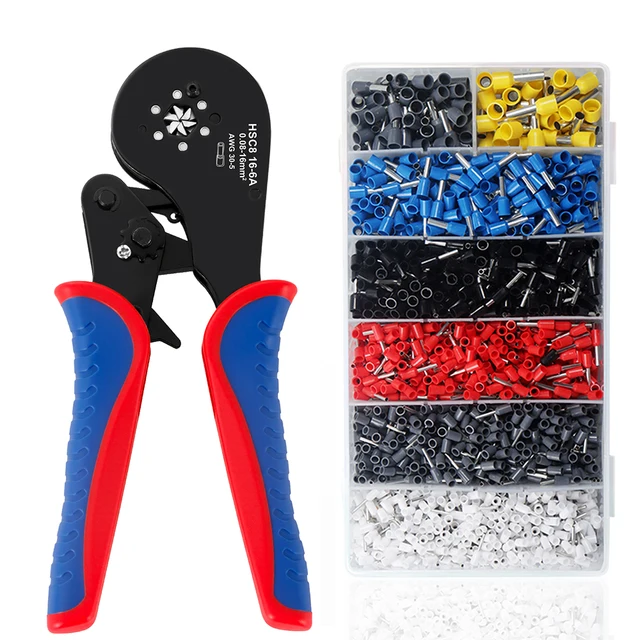 Outil de sertissage de virole HSC8 16-6A, Mini pince à bornes tubulaires pour bornes de grande taille, pinces électriques 0.08-16mm2/30-5AWG 1