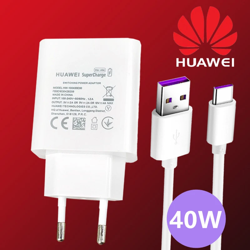 Supercharge Charger Huawei 40W Originele Eu Usb Muur Snel Opladen Adapter 5A Usb Type C Kabel Voor Huawei Y9A p40 Nova 5T Y70 7| - AliExpress