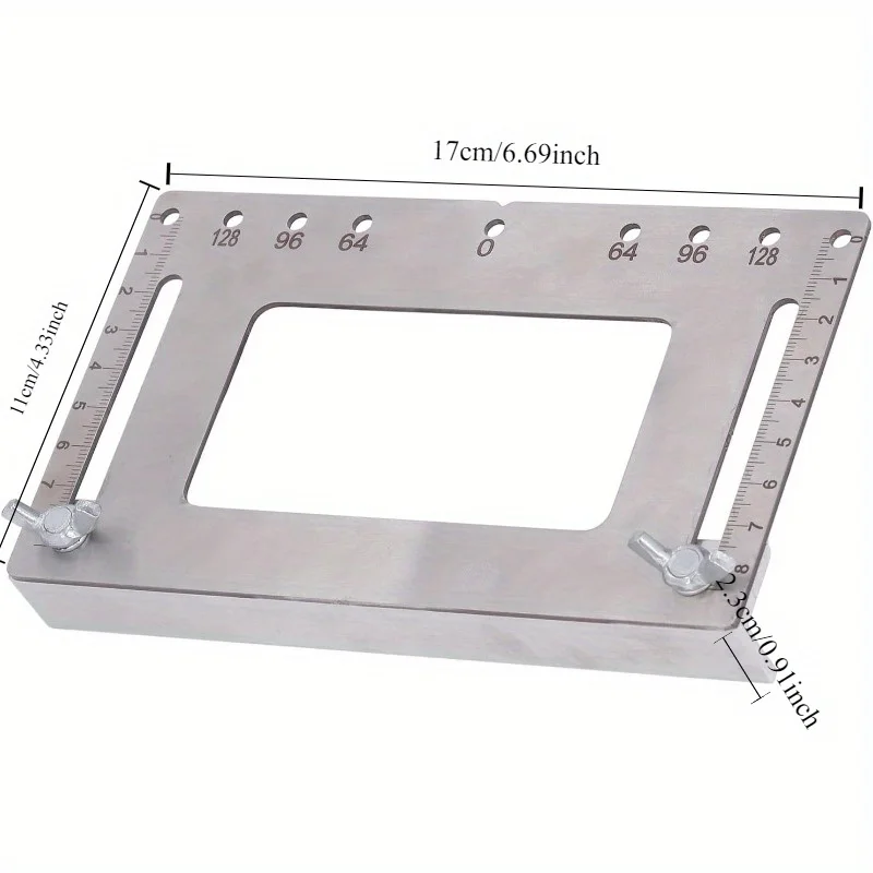 Hole Punch Locator, Stainless Steel Silver Handle Punching Positioner Accurate Scale for Woodworking