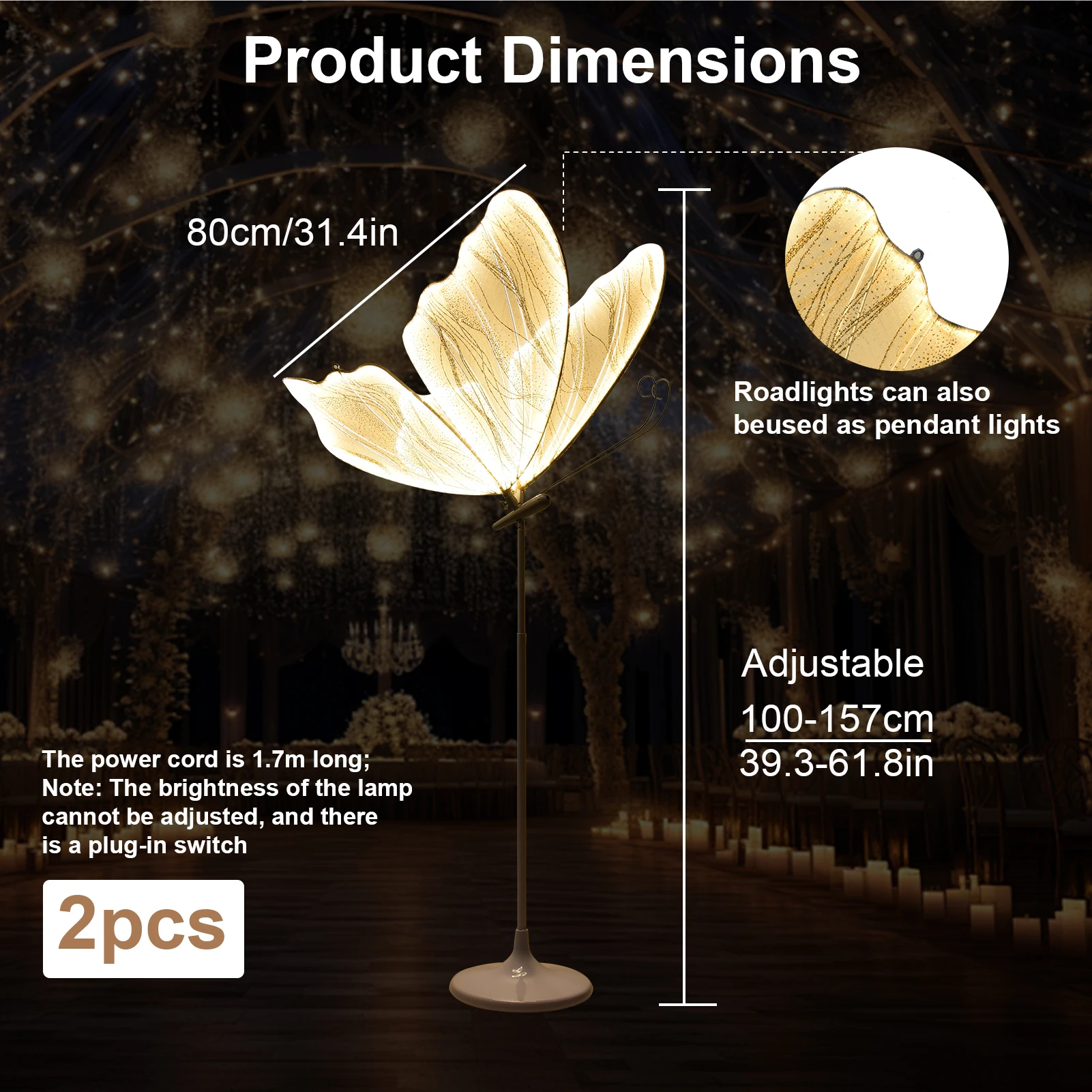 2-piece LED butterfly floor lamps