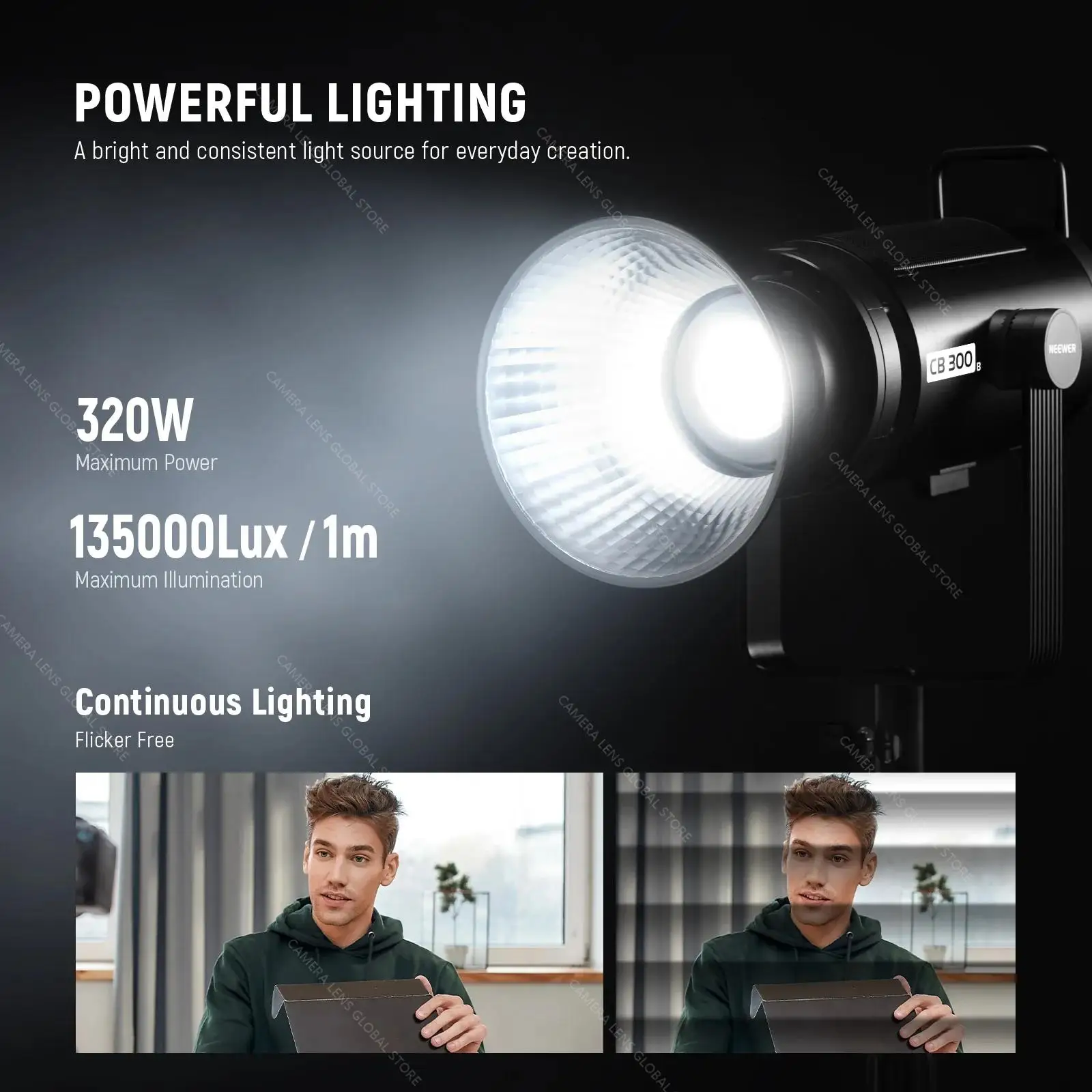 NEEWER CB300B 320W Bi 컬러 연속 LED 비디오 조명, 효율적인 과열 보호