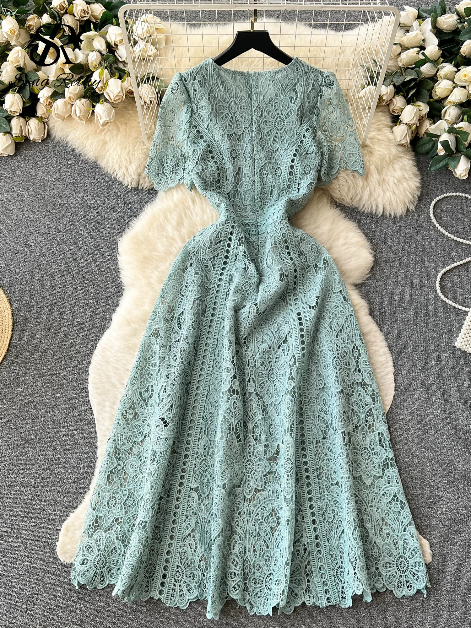 green emerald velvet dress Amazon.com: Neeno Women's Dresses Zip Back Ruffle Hem Lace Dress Dress for  Women (Color : Mint Green, Size : X-Small) : Clothing, Shoes & Jewelry main image 1
