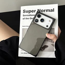 Luxury Square Soft Silicone Clear Shockproof Phone Case - Crystal Ice Cube Armor Cover - iPhone 15 Plus (Clear Black)