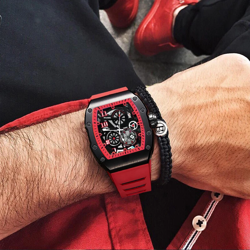 Men's Watch Sports Brand Fashion Trend Fully Automatic Quartz Wristwatch Hollow Waterproof Black Warrior Male Clock Watches - 2