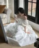 SONDR Korean Puff Sleeves Wedding Dress Strapless Customized  Formal Prom Dress 웨딩드레스  A-Line Taffeta Corset Evening Gown Bridal 6