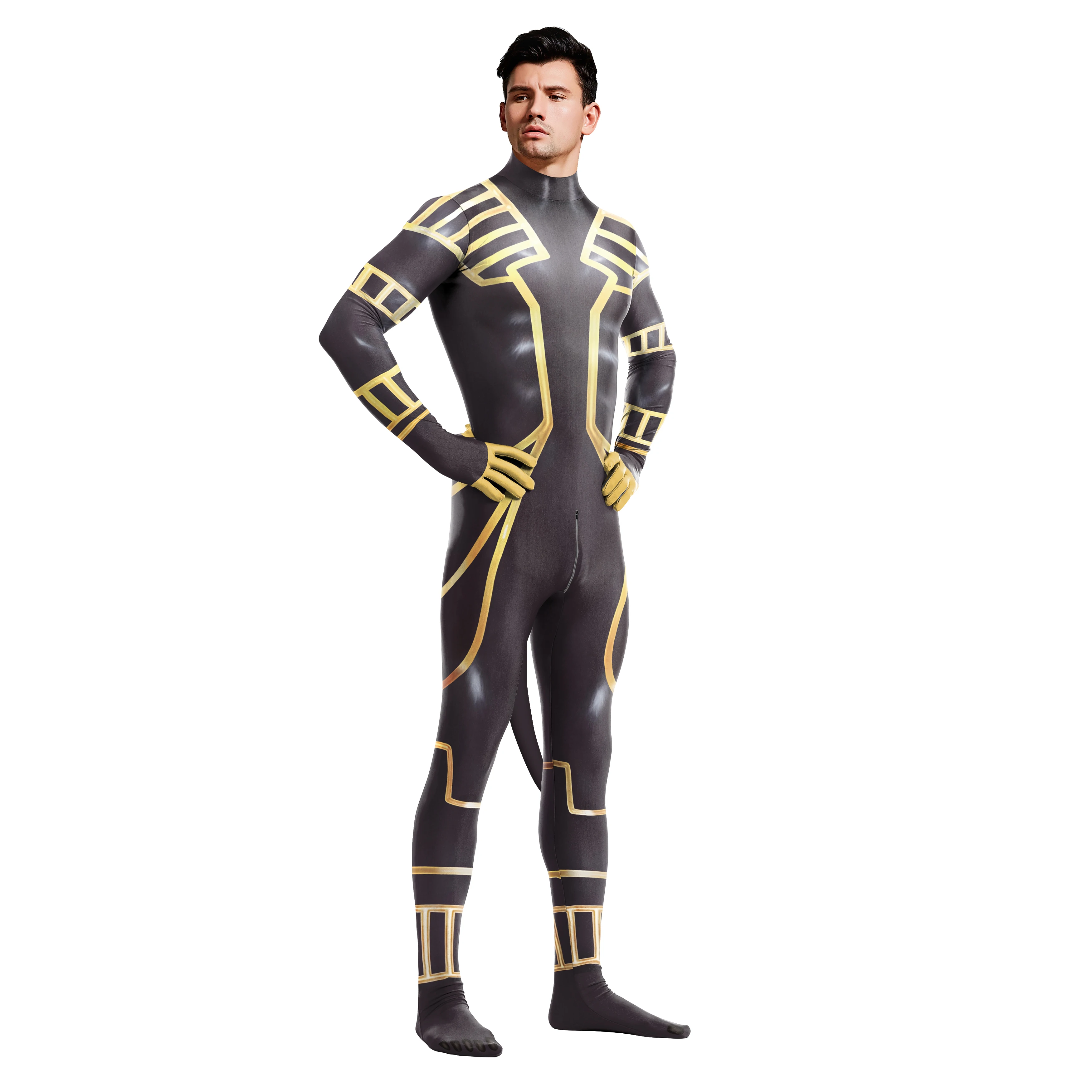 Anubis Cosplay Jumpsuit Egypt Petsuit Men Men's Costume Carnival Print Party Suit Crotch Zip Jumpsuit Halloween Party Clothes - Image 2