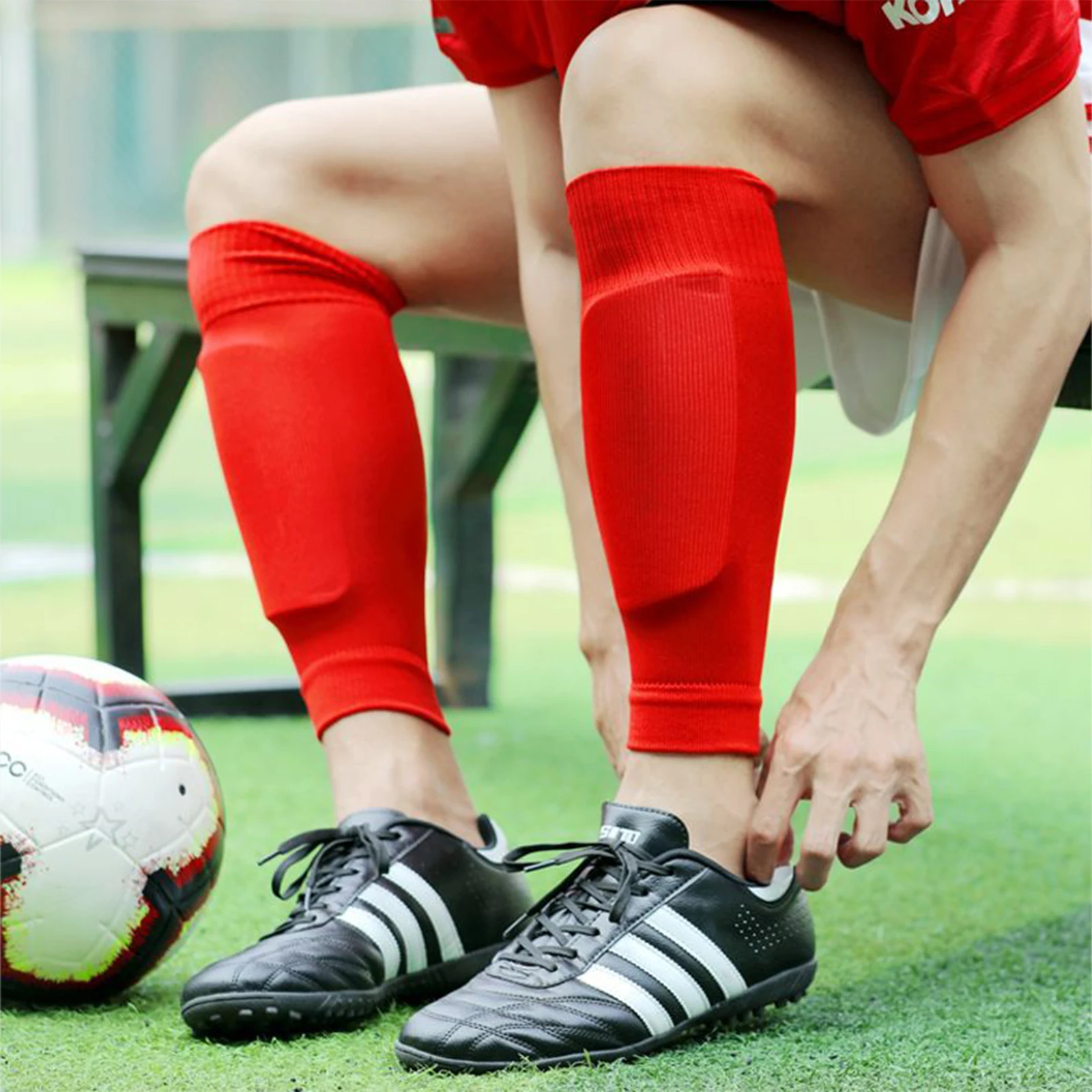 

Men Knit Solid Color Calf Compression Sleeves Adult Footless Compression Calf Sleeves Shin Splints Women Football Leg Sleeves