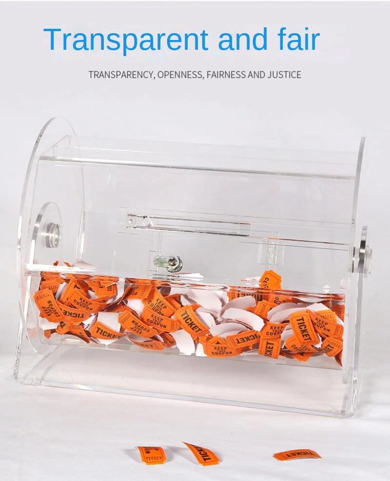 1Pc Portable Event Transparent Lottery Draw Box Acrylic Lottery Draw Ball Paper Large Event Fair Box
