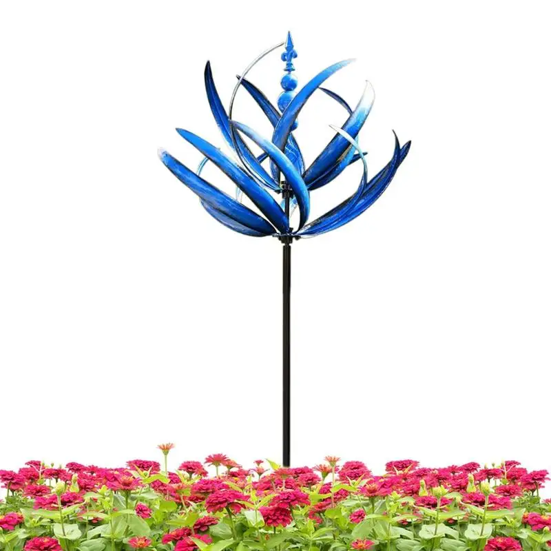 

3D Wind Spinner Dynamic 3D Lotus Windmill Beautiful Lotus Design Outdoor Decorative Accessory For Balconies Porches Patios