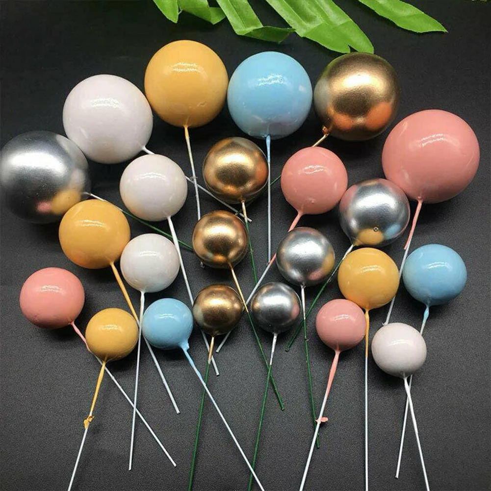 20 stücke Ball Für Kuchen Topper Geburtstag Neue 2/2,5/3/4 cm Weiß/gelb/schwarz/lila/rot Kuchen Topper Cupcake Topper Für Kuchen Dekor – Detail 13