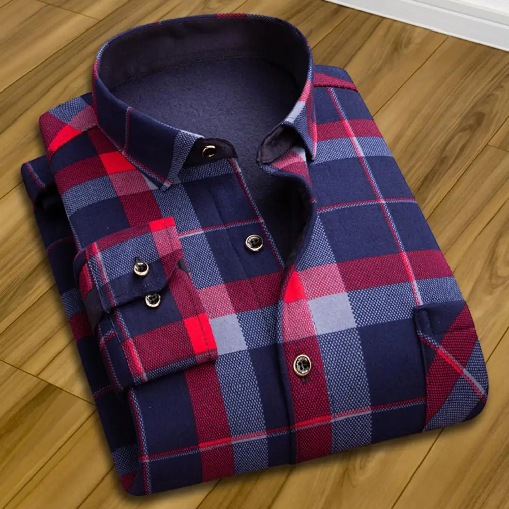 Men Plaid Shirt Classic Men's Plaid Shirt With Soft Comfort Regular Fit For Spring Autumn Wear Featuring Long Sleeve Lapel